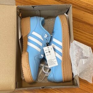 Adidas Men's Light Blue Sneakers with White Stripes